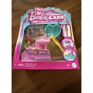 Barbie Mini BarbieLand 1.5" Doll & Color Changing Toy Boat Vehicle Playset